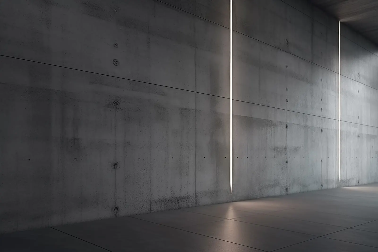 Concrete wall lit by two vertical lines of light